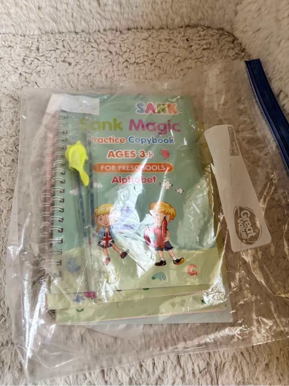 Sank Magic Practice Copybook - Green Alphabet Workbook with Neon Pen